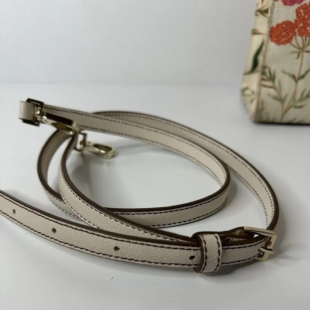 Kate Spade Thompson Street Sam Bag Floral Print Linen Crossbody‎ Purse Satchel